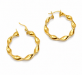 18k gold twisted hoops, 27mm, 2.31g