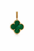 Pendentif d’or 18k, trèfle avec pierre verte « malachite » 16mm, 2.25g image 0