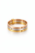 Bague d’or 18k trois tons style love ; taille 7.25, 2.13g image 0