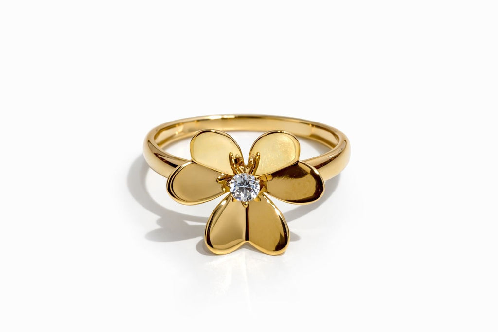 Bague trèfle d’or 18k, taille 7, 2.36g image 0