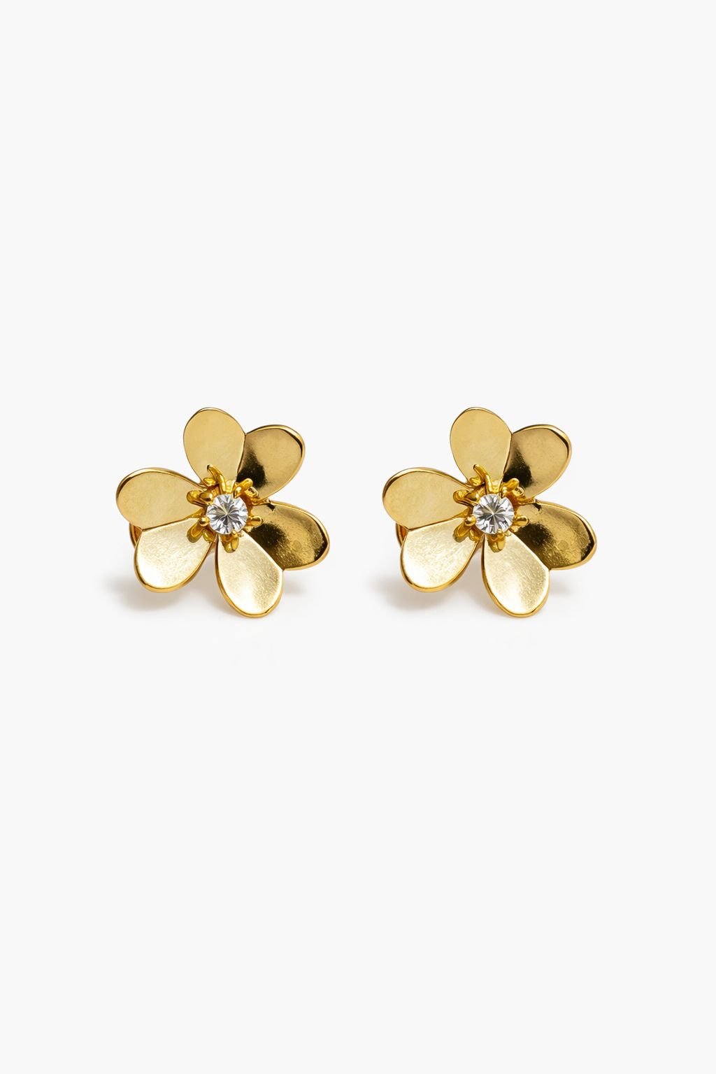 Boucles d’oreilles d’or 18k, fleurs, fermoir à clip, 3.50g image 0