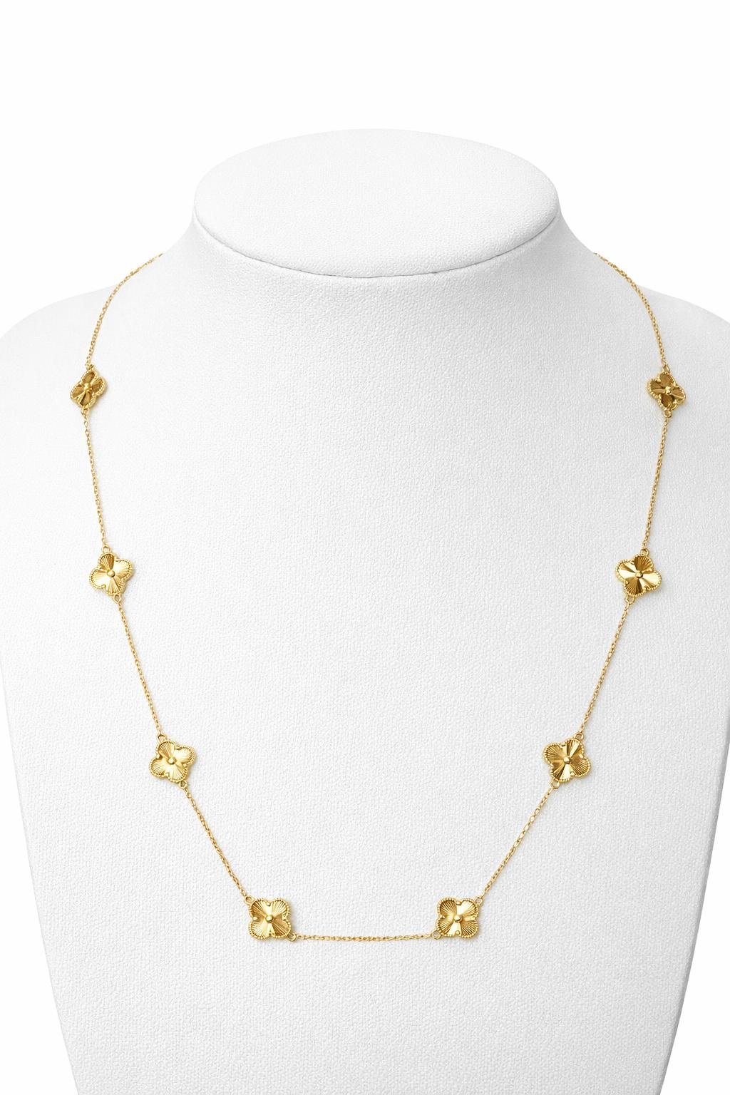Collier d’or 18k, dix trèfles de 8mm (petit), ajustable de 40-45cm, 5.88g image 0