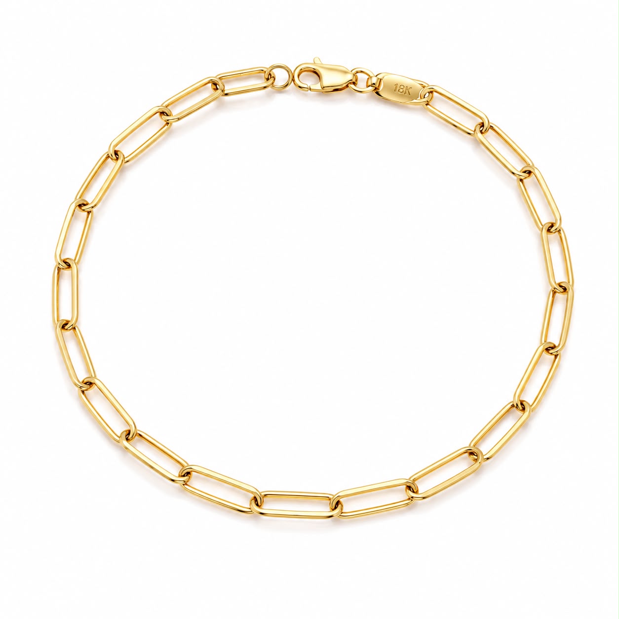 18k gold paperclip bracelet, 19cm, 1.79g