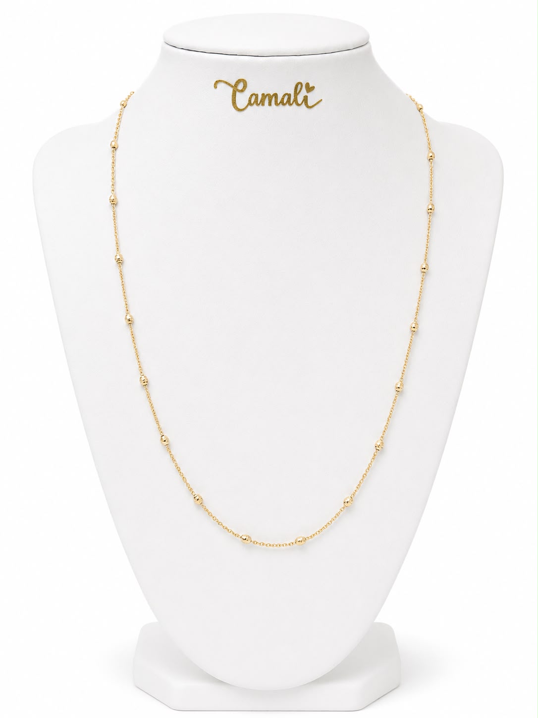 18k gold beaded chain, 50cm, 2.40g