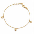 Bracelet d’or 18k, billes et trois cœurs, ajustable de 16.5cm à 19cm, 2.58g image 0