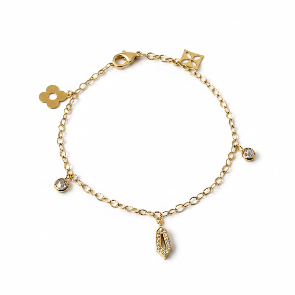 Bracelet à breloques d’or 18k, 18cm, ajustable, 2.88g image 0