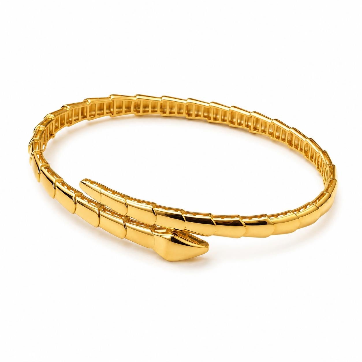 Bracelet rigide d’or 18k, style serpent, taille 17, 7.61g image 0