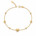 Bracelet d’or 18k , boules et cœurs, ajustable 17-19cm, 2.03g image 0