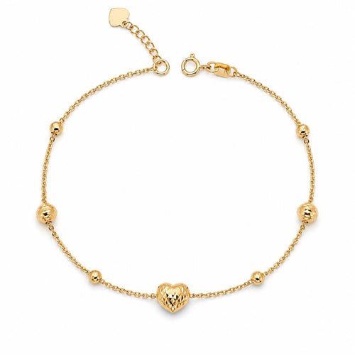 Bracelet d’or 18k , boules et cœurs, ajustable 17-19cm, 2.03g image 0