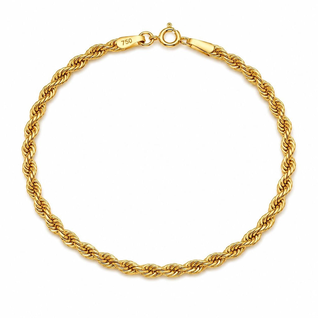 Bracelet torsade très fin en or 18k, 19cm, 0.82g image 0